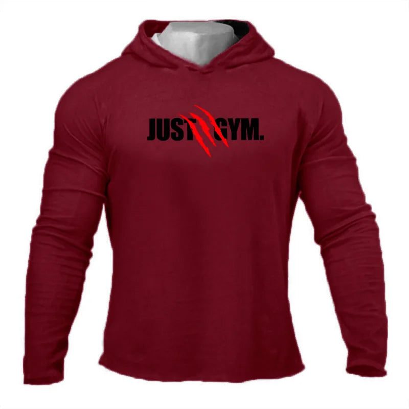 Men's Hooded Gym Shirt "JUST GYM" (Slim Fit)