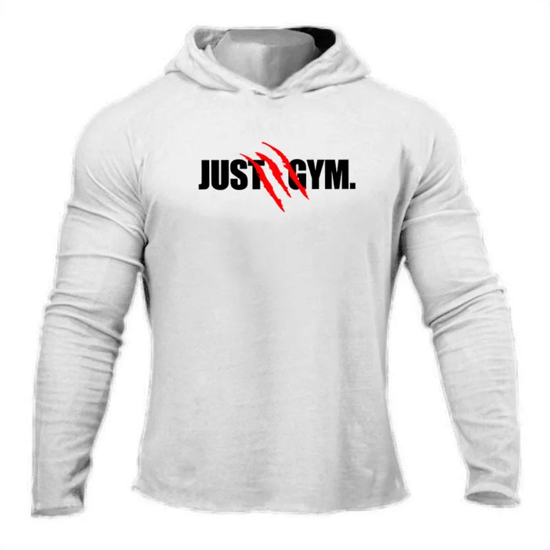 Men's Hooded Gym Shirt "JUST GYM" (Slim Fit)