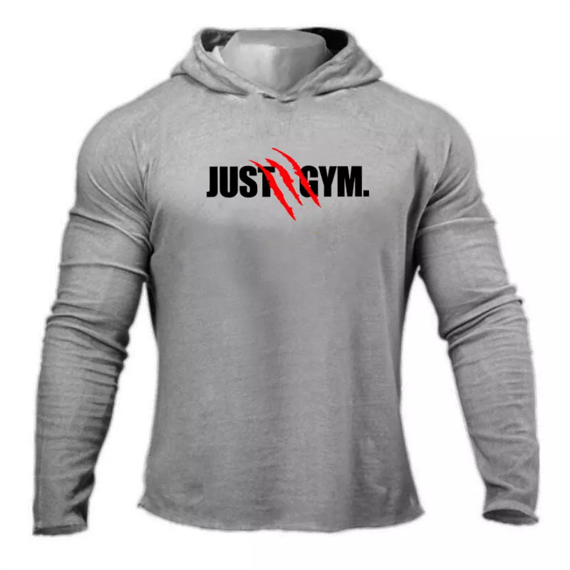 Men's Hooded Gym Shirt "JUST GYM" (Slim Fit)