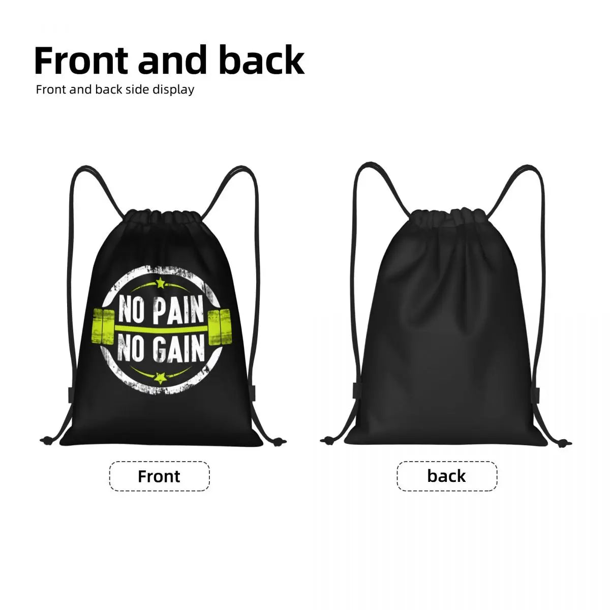 "NO PAIN NO GAIN" Drawstring Backpack (UNISEX)