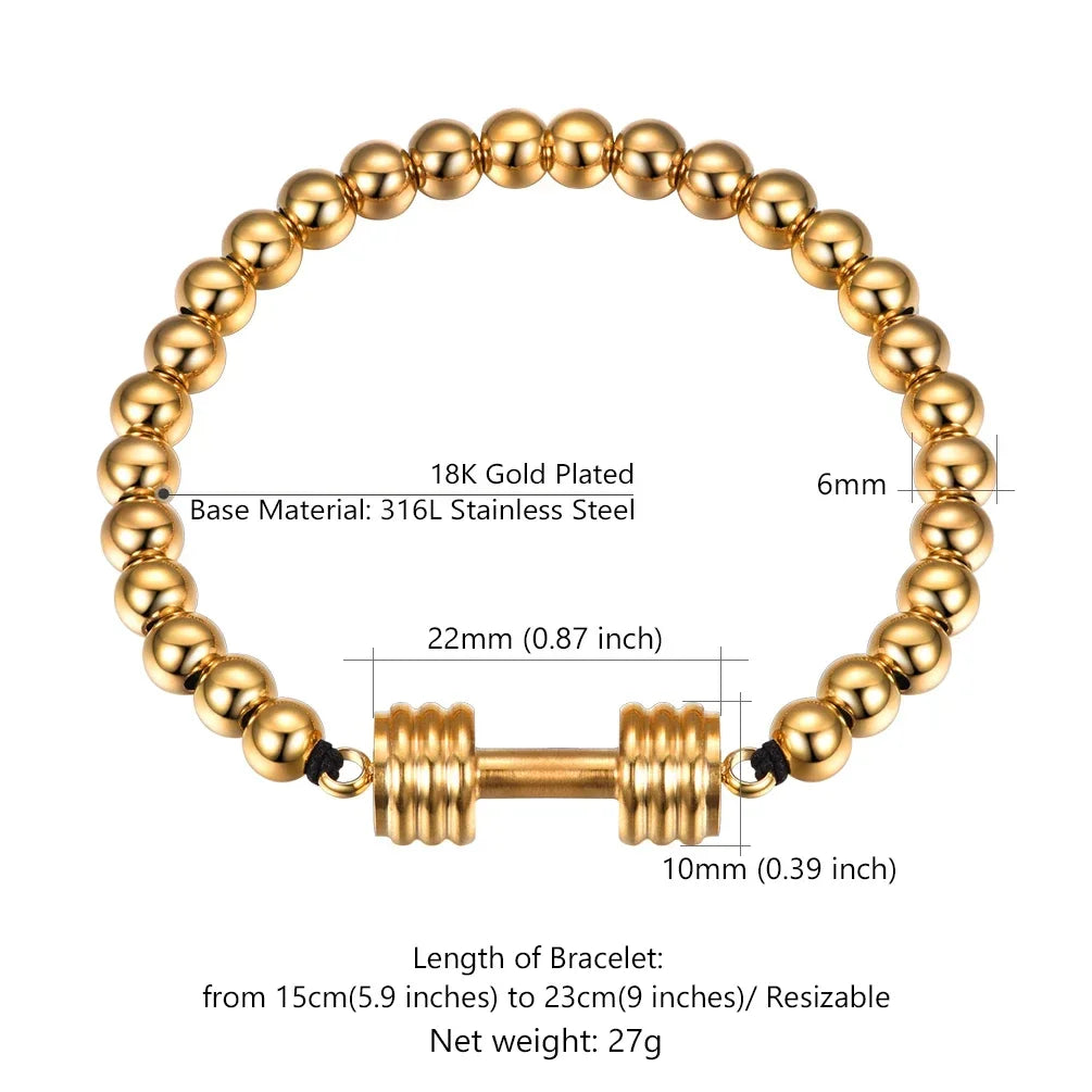 18K Gold Plated Stainless Dumbell Bracelet