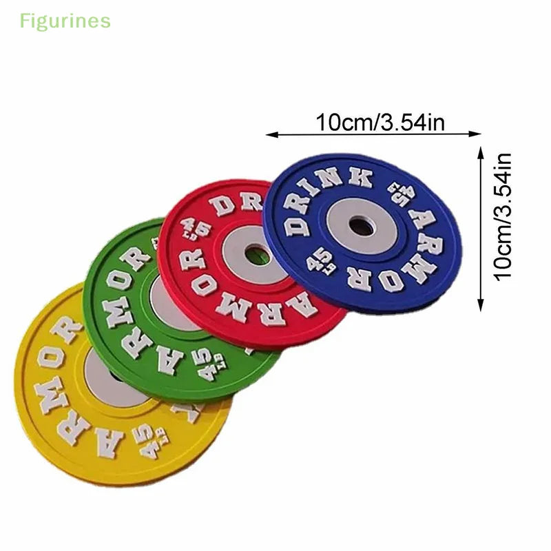 4pcs Silicone Drink Coaster Gym Weight Plate