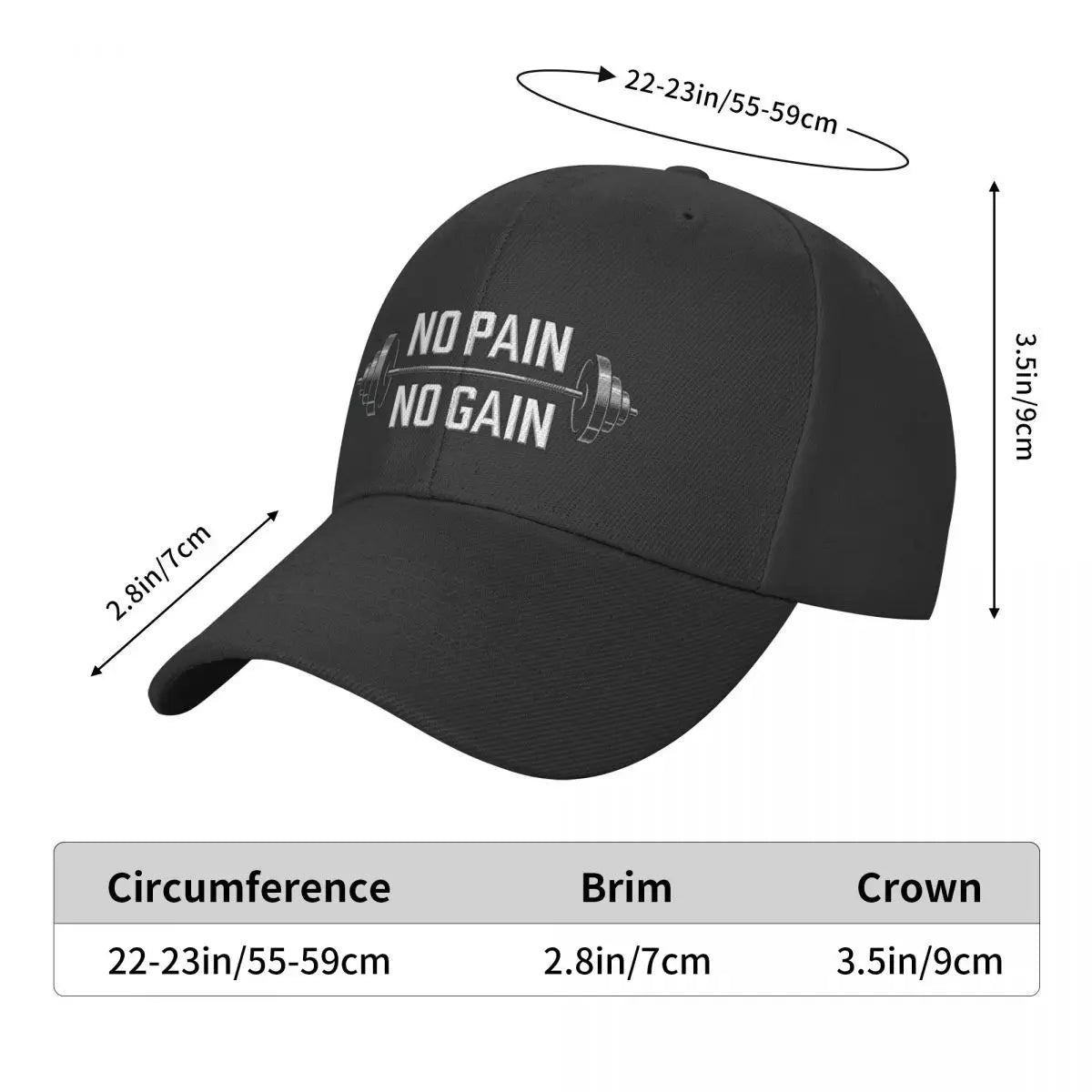 "NO PAIN NO GAIN" Gym Hat (UNISEX)
