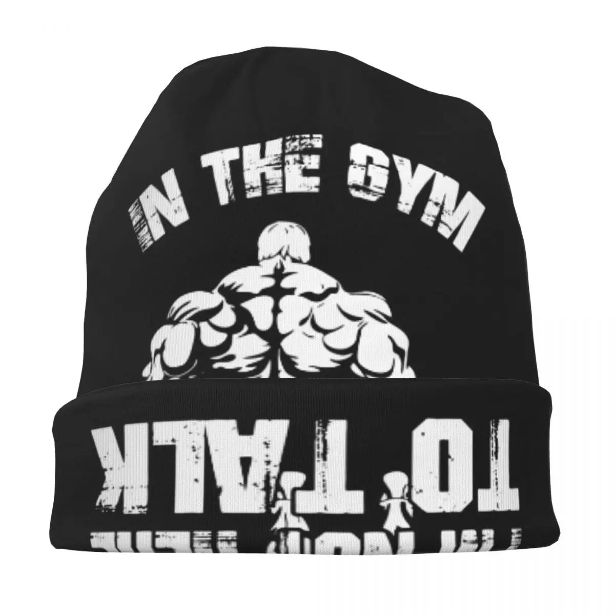 "IN THE GYM I'M NOT HERE TO TALK" Fitness Beanie Hat (Black)