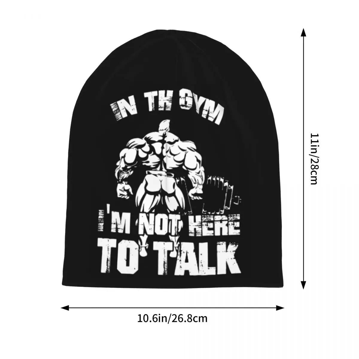 "IN THE GYM I'M NOT HERE TO TALK" Fitness Beanie Hat (Black)