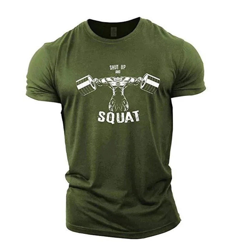 "SHUT UP AND SQUAT" Men's Fitness T-Shirt (Slim Fit)
