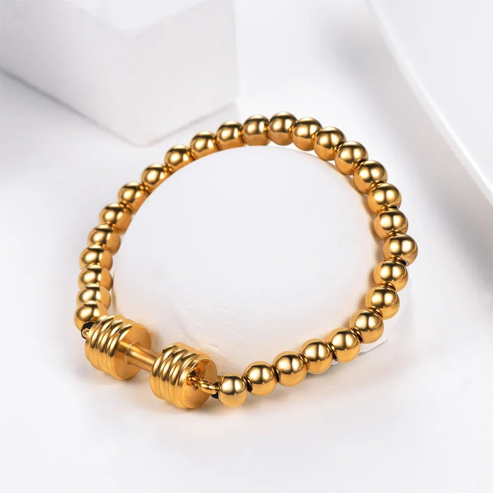 18K Gold Plated Stainless Dumbell Bracelet