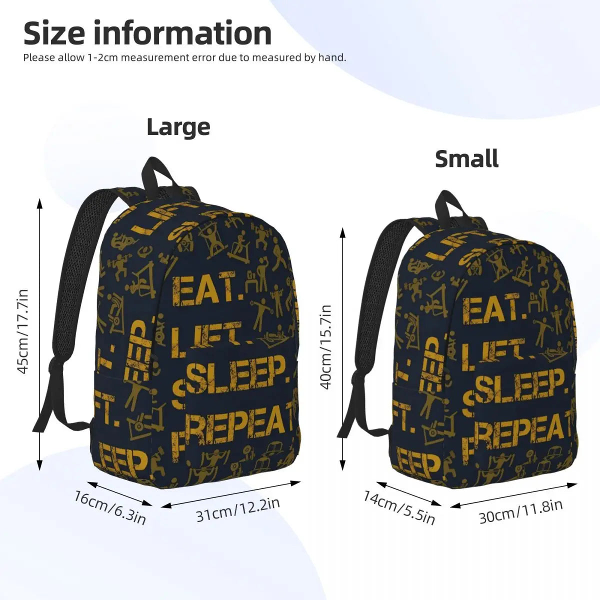 "EAT LIFT SLEEP REPEAT" Backpack (UNISEX)