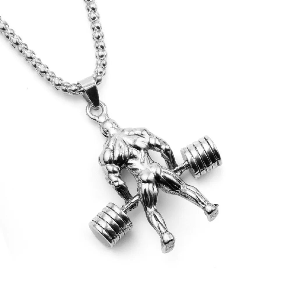 Fitness Barbell Weightlifting Necklace